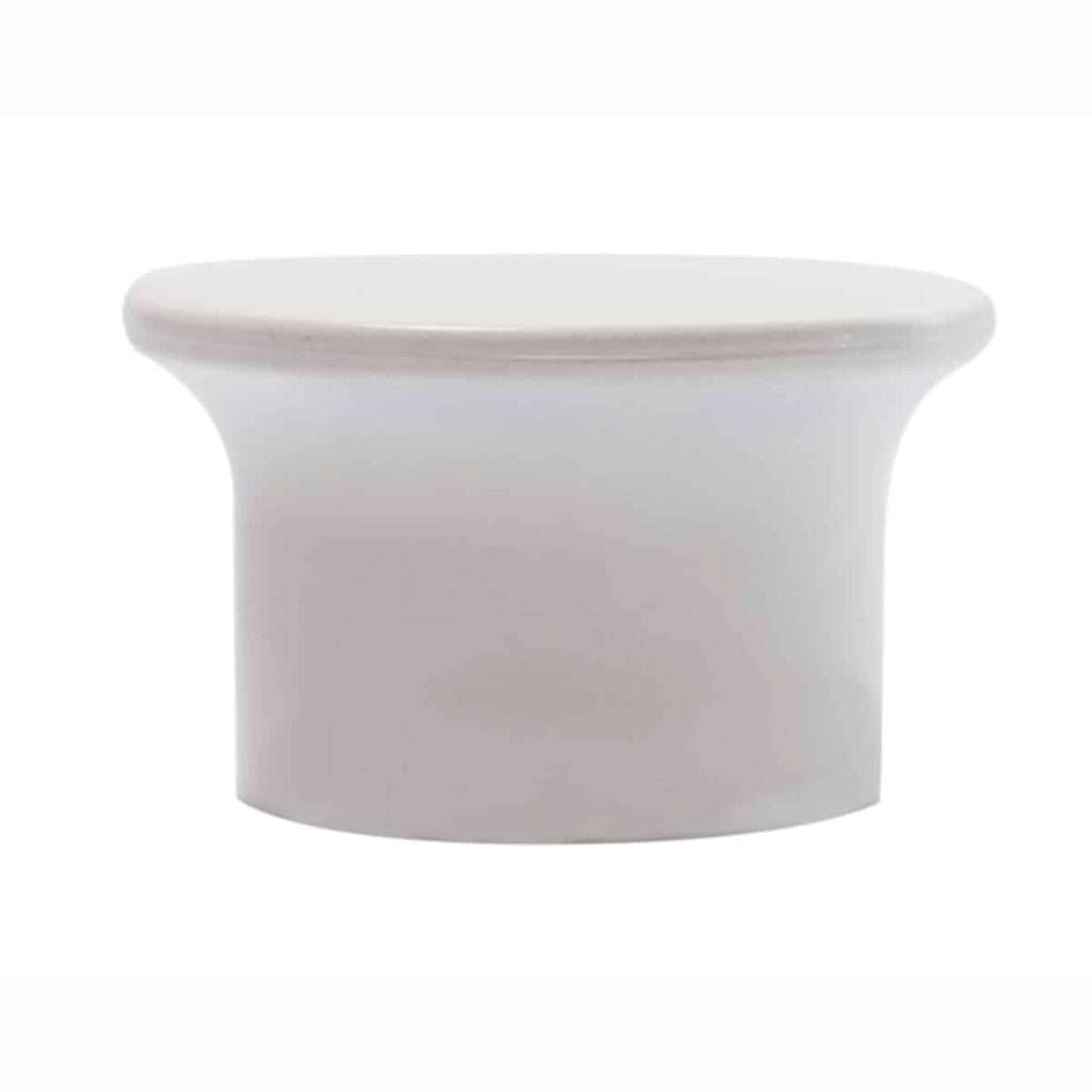 White 34mm end cap for finishing touches and home decor projects.