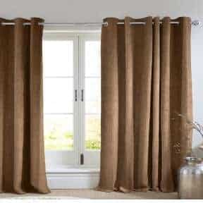 VELVET FABRIC EYELET CURTAIN-BEIGE