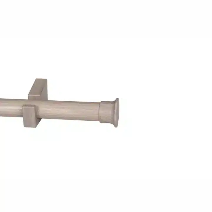 CURTAIN POLE-34MM WOOD-LIKE DESIGNER SINGLE POLE SET-END CAP SEA MIST