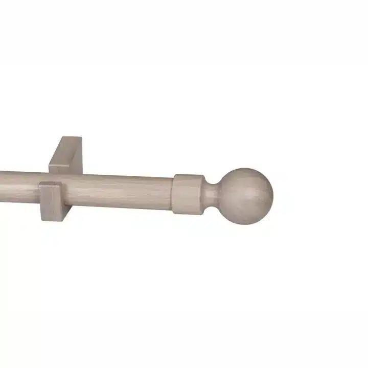 CURTAIN POLE-34MM WOOD-LIKE DESIGNER SINGLE POLE SET-BALL FINIAL SEA MIST