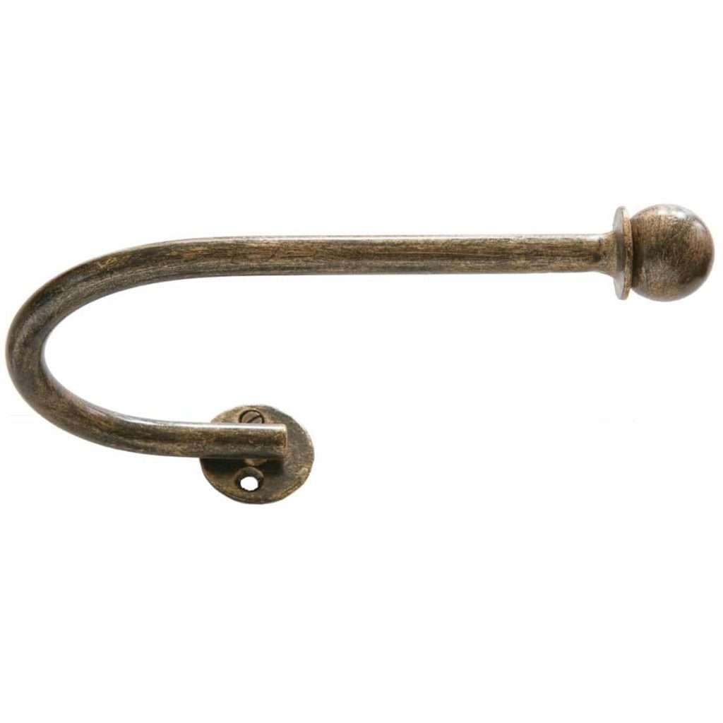 Gothic curtain ball holdback in black bronze finish for elegant window decor.