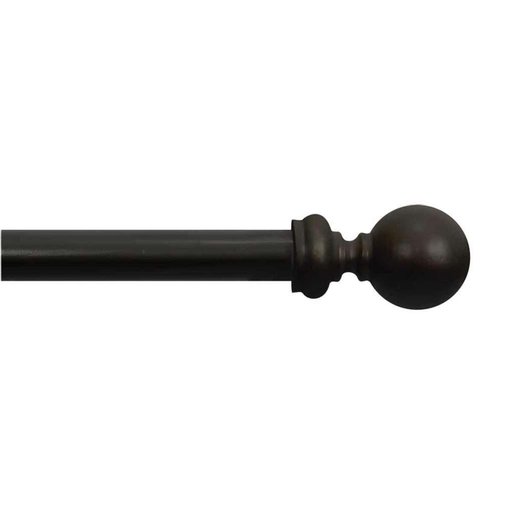 Dark stain 34mm classic pole with round finial for curtains.