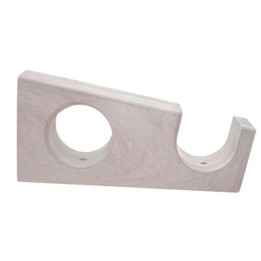 White wooden curtain pole double bracket for 34mm rods.