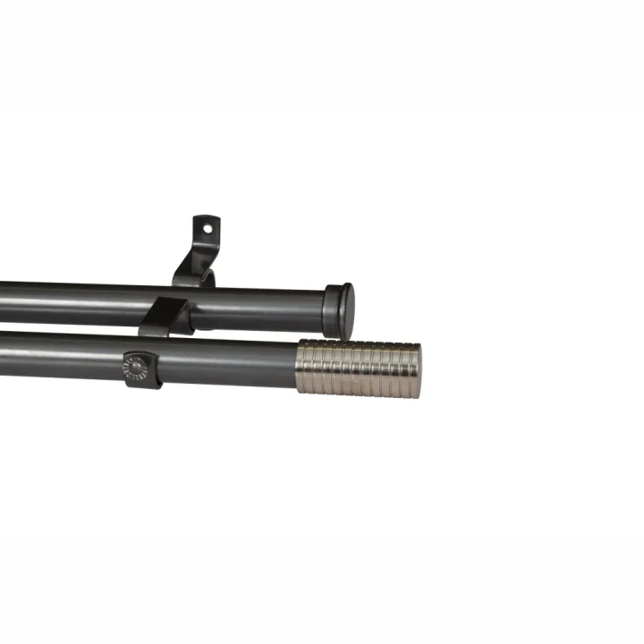 28mm Double Pole Set with Ring Finials - Gun Metal