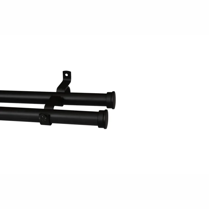 28mm Double Pole Set with End Caps - Matt Black