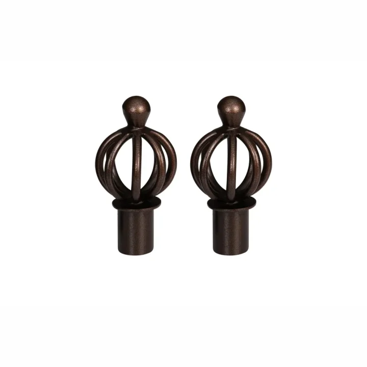 22mm Chariot Curtain Pole Cage Finials - Copper
