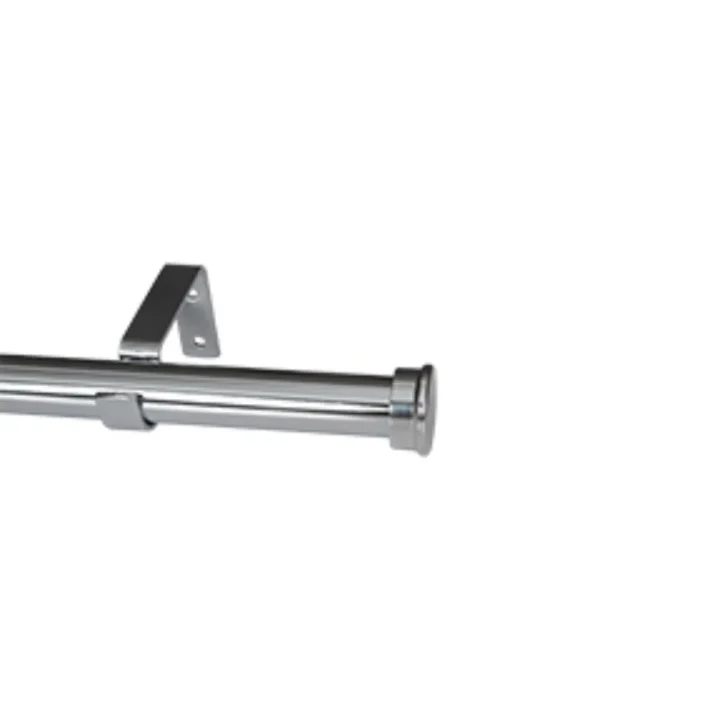 CURTAIN POLE-28MM SINGLE POLE SET END CAP-CHROME