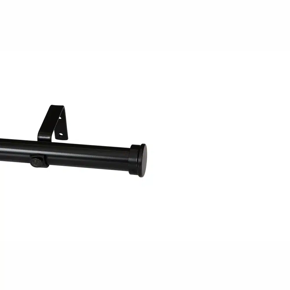 CURTAIN POLE-32MM ELEMENTS SINGLE POLE SET END CAP-BLACK