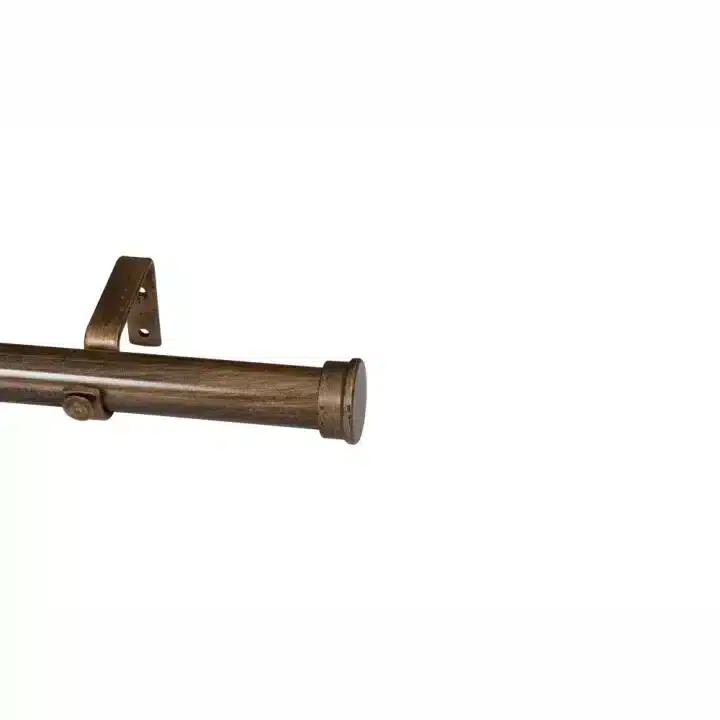 CURTAIN POLE-32MM ELEMENTS SINGLE POLE SET END CAP-BRONZE