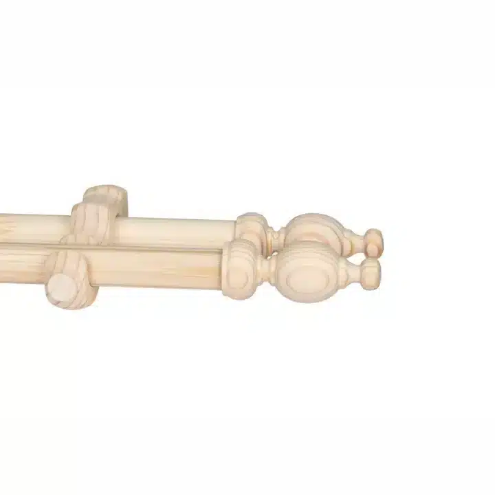 CURTAIN POLE-34MM CLASSIC WOODEN DOUBLE POLE SET-CLASSIC FINIALS-NATURAL