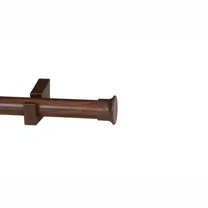 CURTAIN POLE-34MM WOOD-LIKE DESIGNER SINGLE POLE SET-END CAP AUBURN