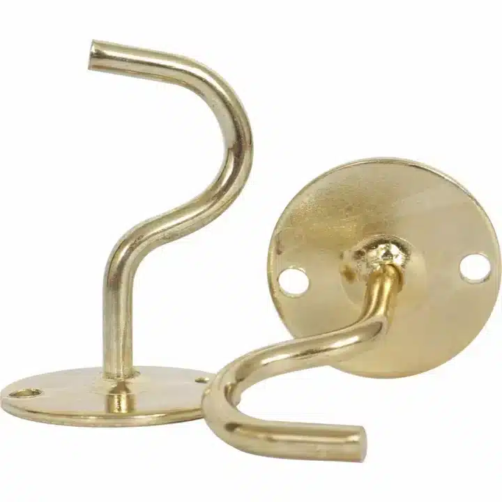 16mm Curtain Pole Metal Brackets - Brass