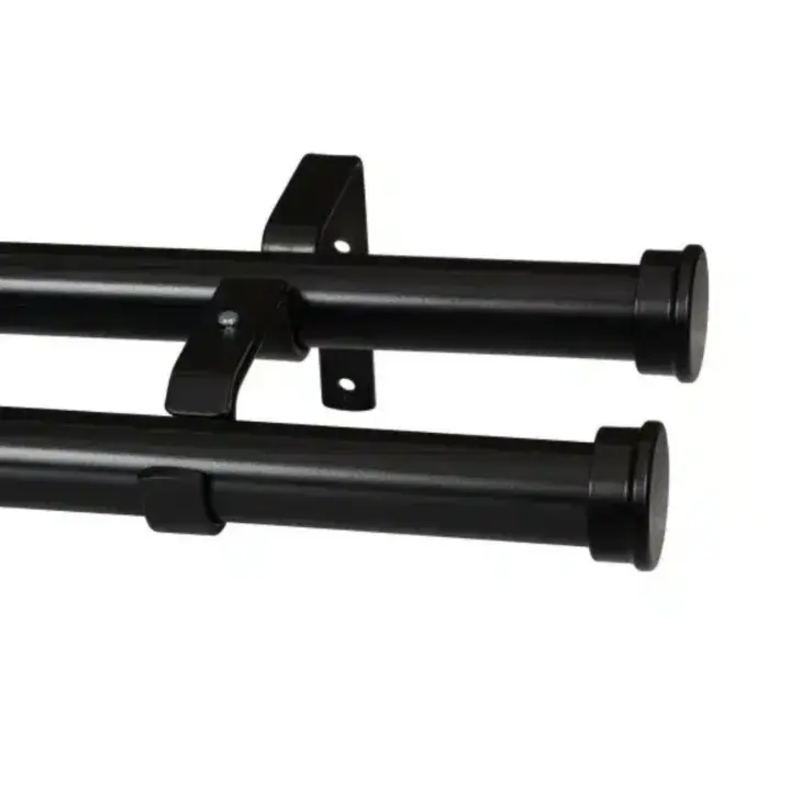 Black curtain pole end caps for 32mm double pole set by Finishing Touches SA.