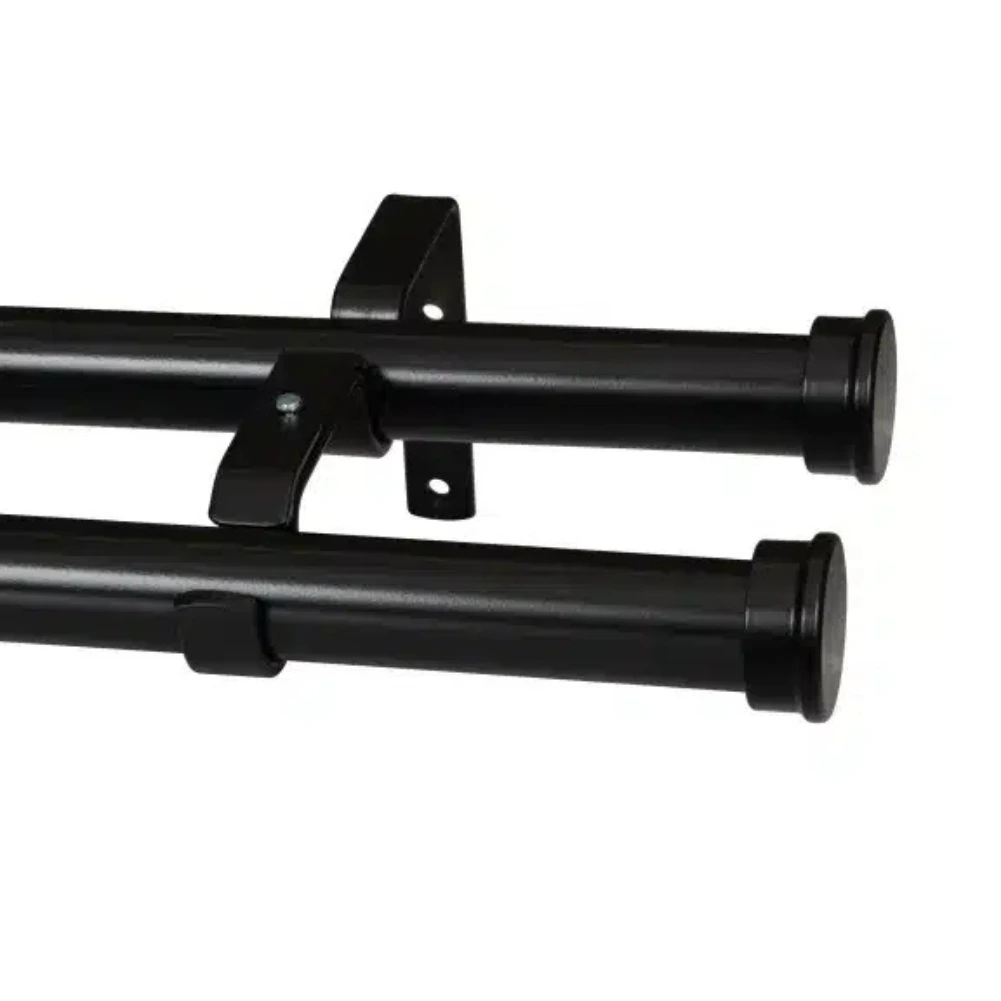 Black curtain pole end caps for 32mm double pole set by Finishing Touches SA.