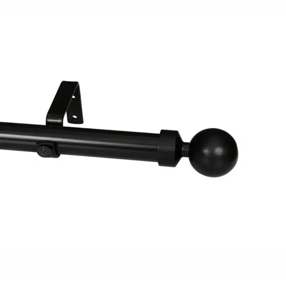 Black 32mm single pole set ball finial for curtain rods.