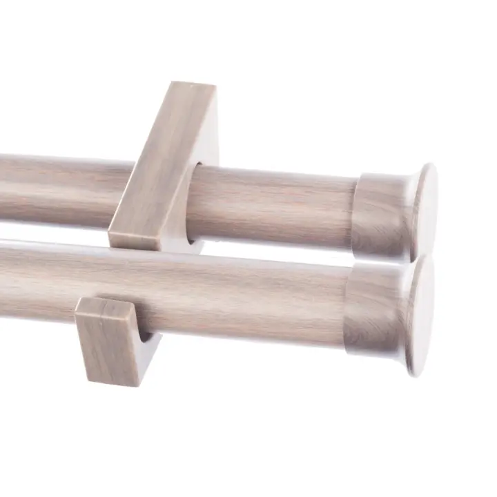 34mm designer double curtain pole set with end caps in Sea Mist color.