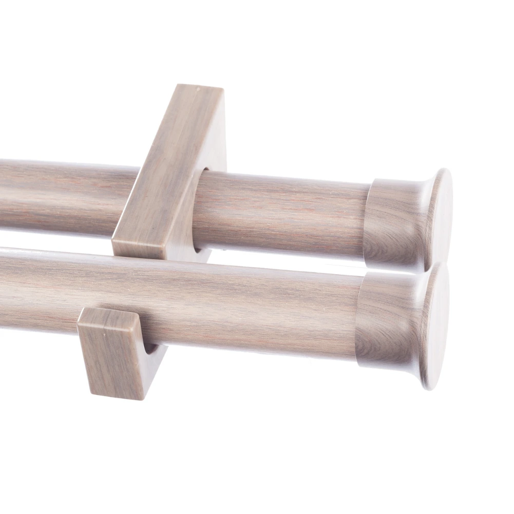 34mm designer double curtain pole set with end caps in Sea Mist color.
