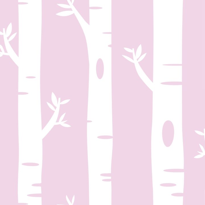 Kids Wallpaper - Birch Tree - Pink