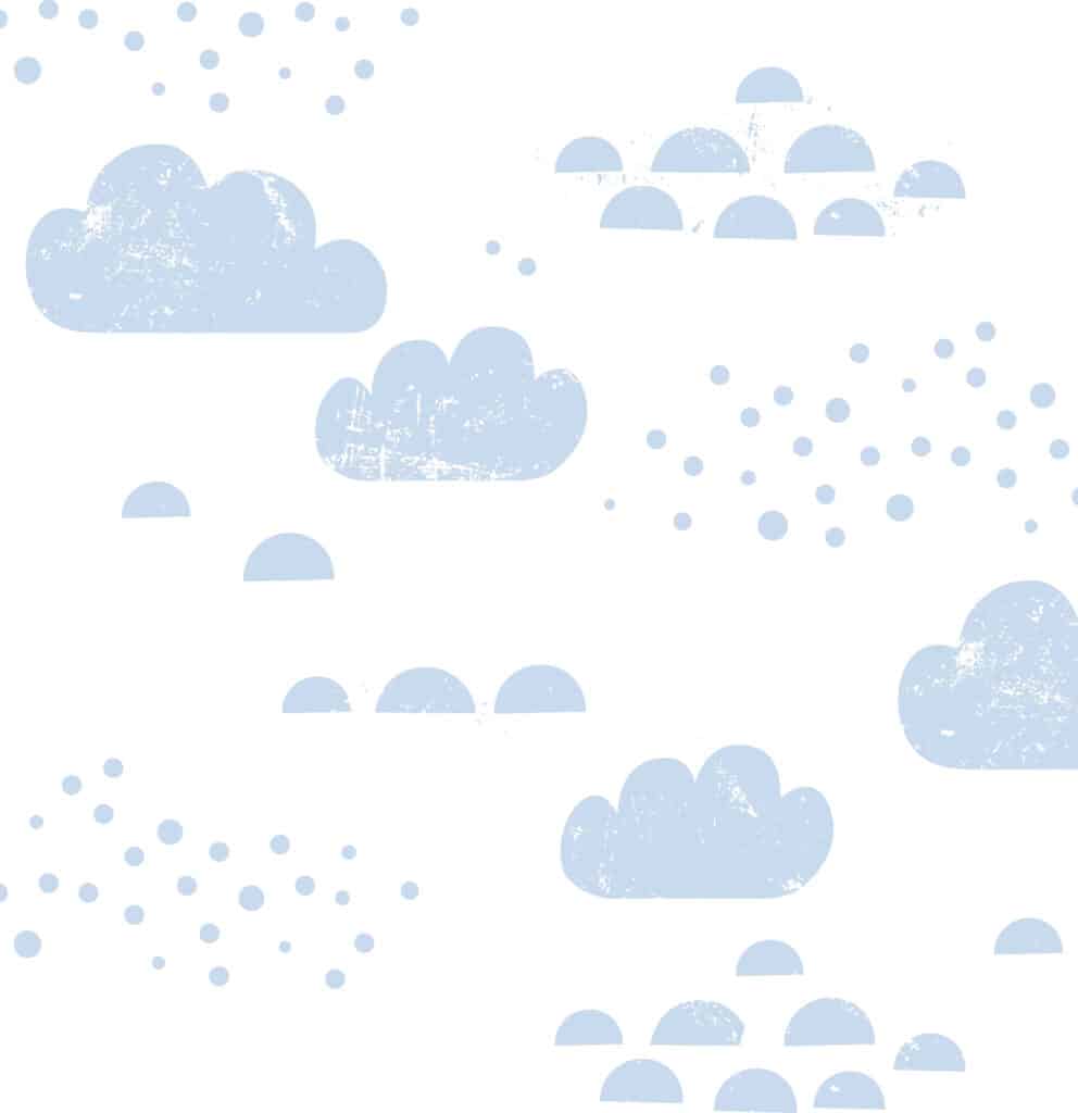 Kids wallpaper featuring a cloudy sky with blue and white clouds and dotted patterns.