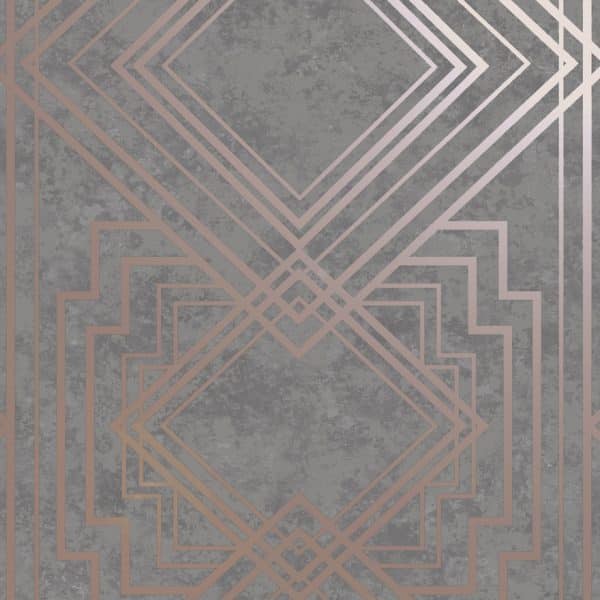 Wallpaper - Delano - Grey & Rose-gold