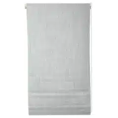 Light grey trim to fit blockout roller blind for window coverage.