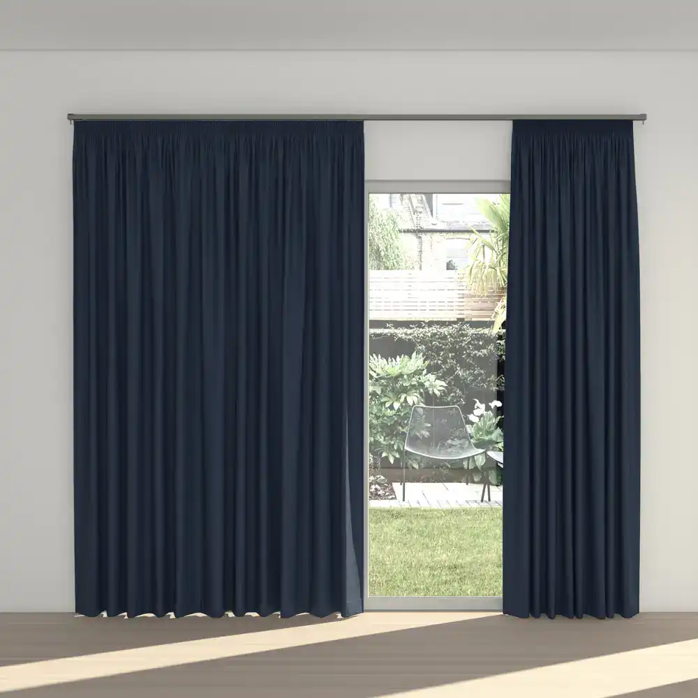 Stylish navy blue ready-made curtains for modern window decor.