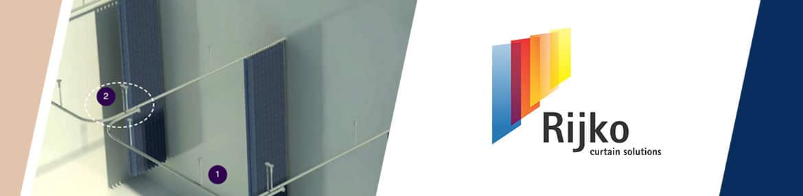 Rijko Medical Curtain Rail System in healthcare space with adjustable curtain panels.