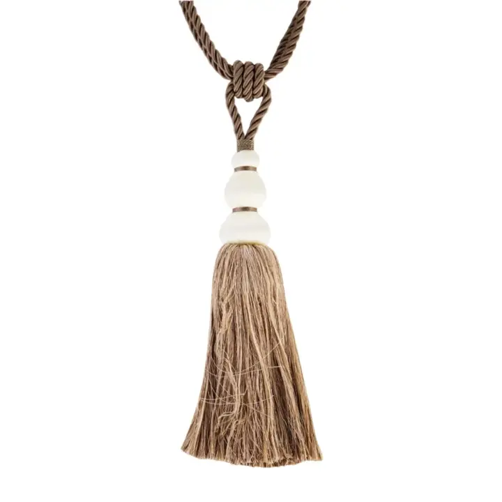 Fabric Tie Backs with Tassels - Brown