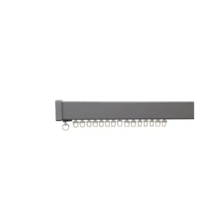 Dark grey 32mm cubic pelmet with C-track for window treatments.