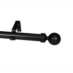Black 32mm single pole set ball finial for curtain rods.