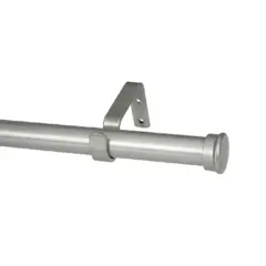 Silver 32mm curtain pole with end cap and wall mount bracket.