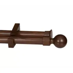 Elegant wooden curtain pole with ball finial for stylish window decor.