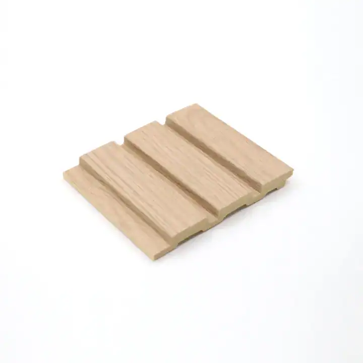 Oak wall panel sample for interior design and finishing touches.