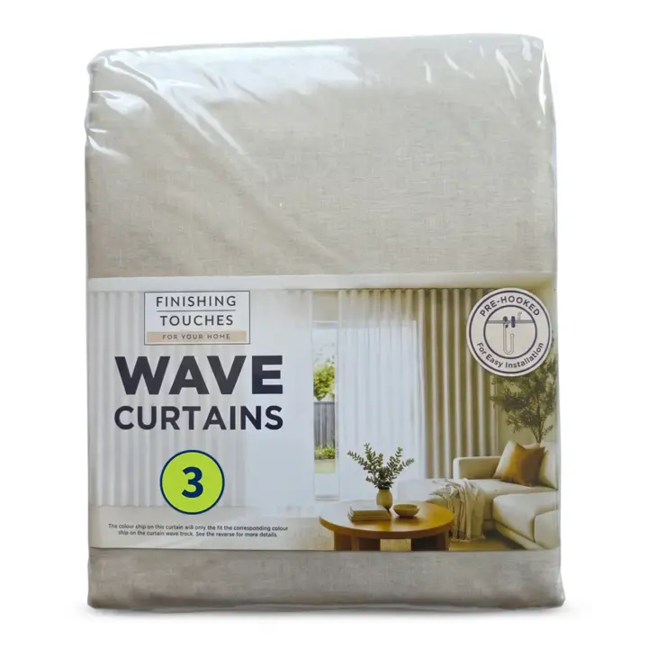 Wave Curtains & Wave Tracks - Made To Match 6 Finishing Touches - Made To Match Wave Curtain - 285cm Aura Lined Pack Shot (Sand Dune)