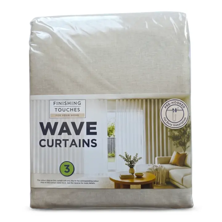 Finishing Touches - Made To Match Wave Curtain - Aura Lined Pack Shot (Sand Dune)