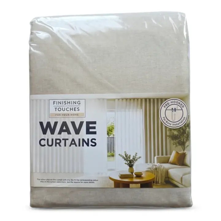 Finishing Touches - Made To Match Wave Curtain - Aura Lined Pack Shot (Sand Dune)