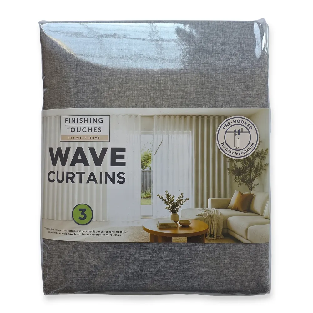 Finishing Touches - Made To Match Wave Curtain - Aura Lined Pack Shot (Steel)