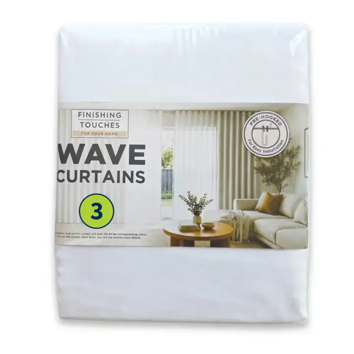 Wave Curtains & Wave Tracks - Made To Match 3 Finishing Touches - Made To Match Wave Curtain - Reply Sheer Pack Shot 285cm (White)